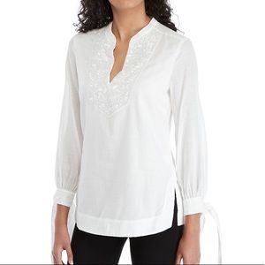 NWT Trina Turk Tiburon Long Sleeve White Blouse